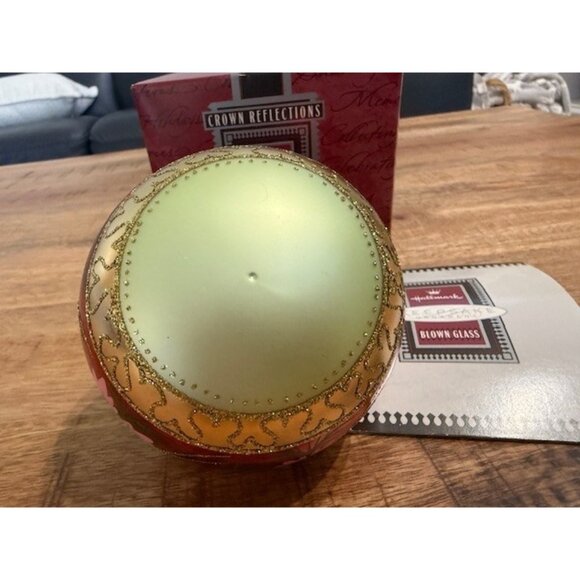 Pink Poinsettias Blown Glass Hallmark Crown Reflections Ornament 1998 Vintage - Picture 5 of 9